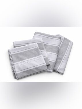 Waterfront King Sheet Set Gray White Stripe Polyester Bedding Modern Neutral